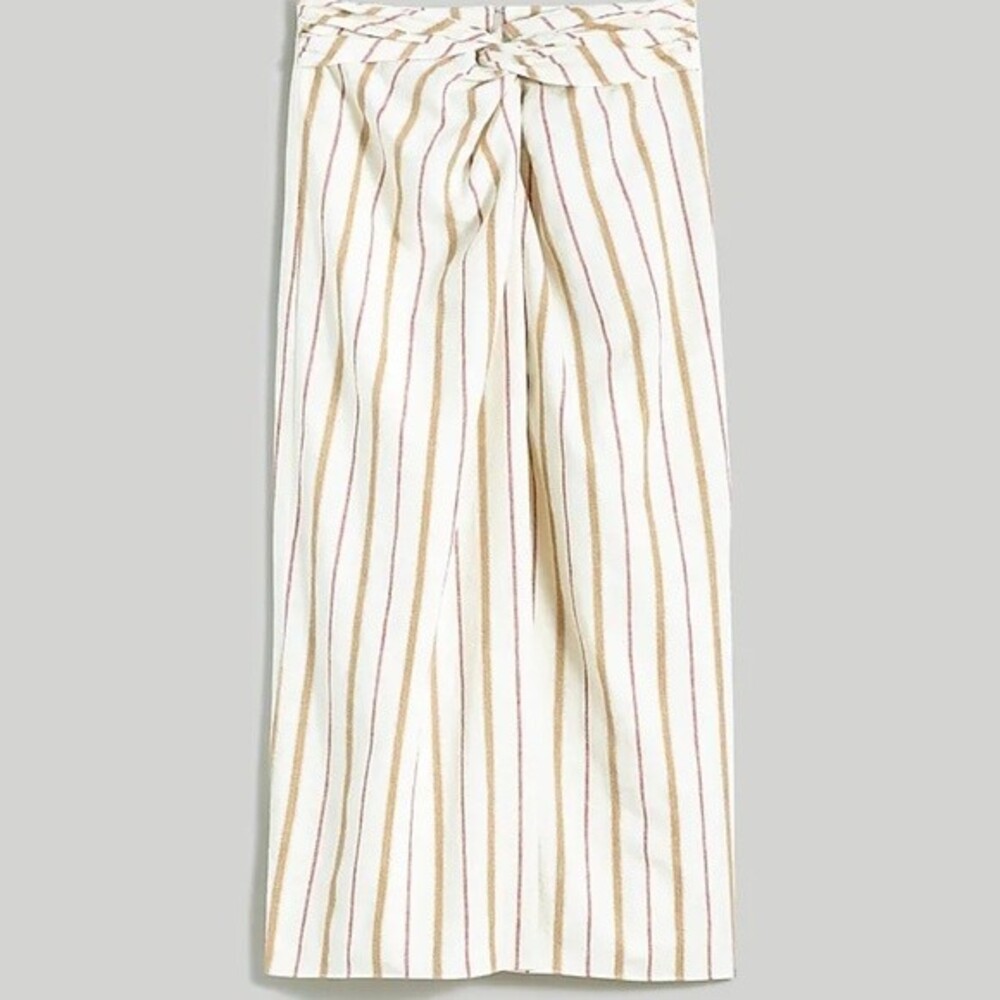 Twist-Front Sarong Midi Skirt Stripe Size 14